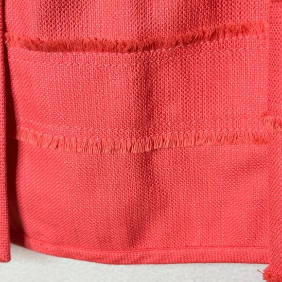 J. Crew Cropped Coral Blazer Lined - Fringe Trim - Size 10 - Picture 4 of 9